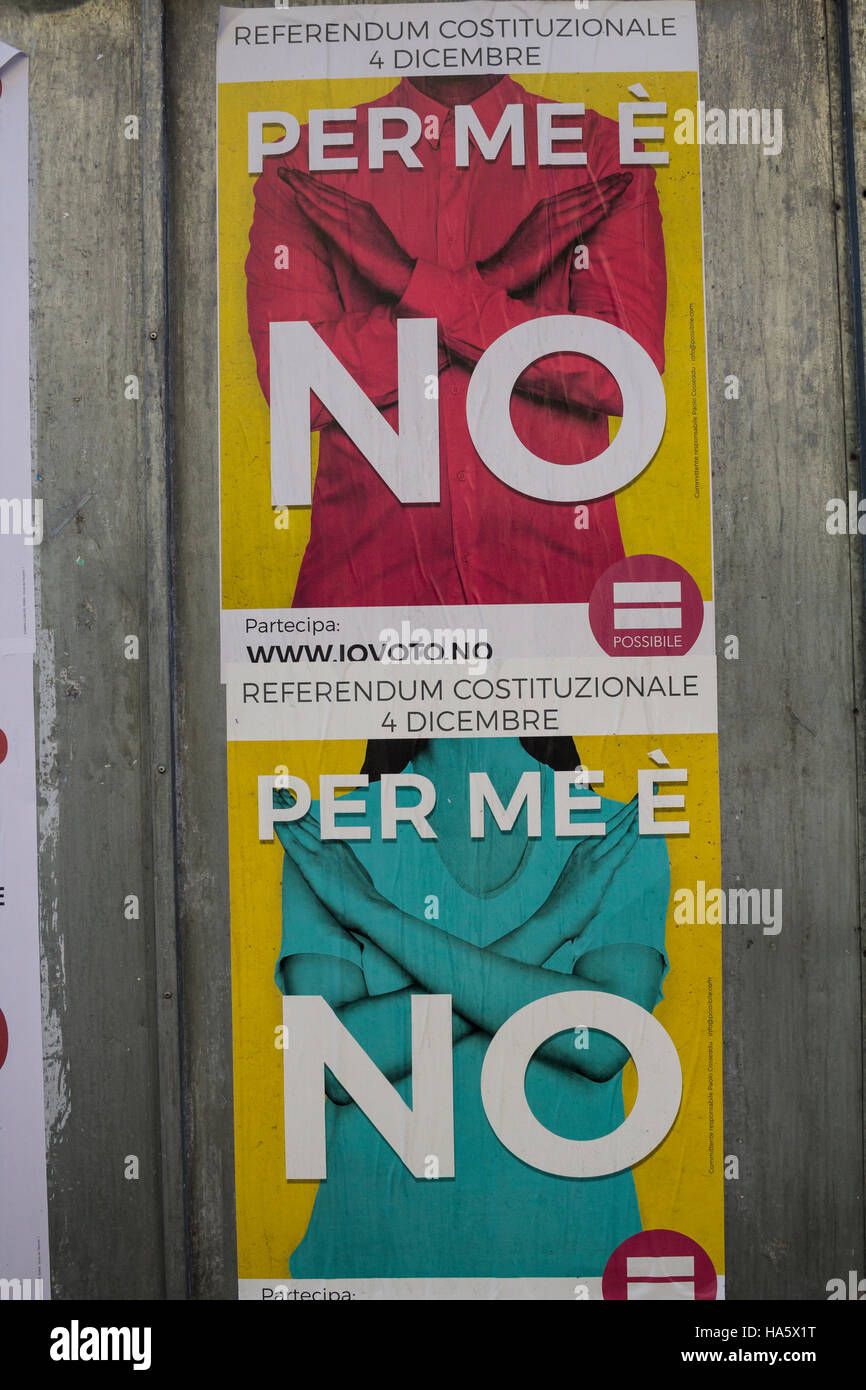 Plakaten auf dem italienischen Verfassungsreferendum des 4. Dezember 2016 Stockfoto