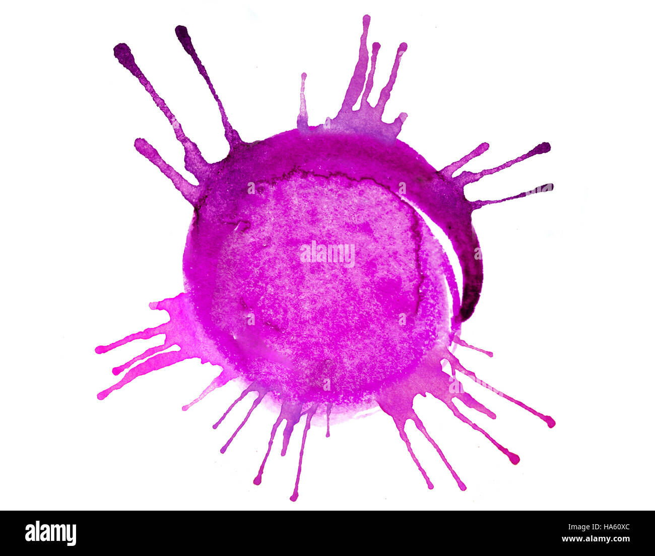 abstrakte Aquarell als Flecken auf weißem Hintergrund Stockfoto