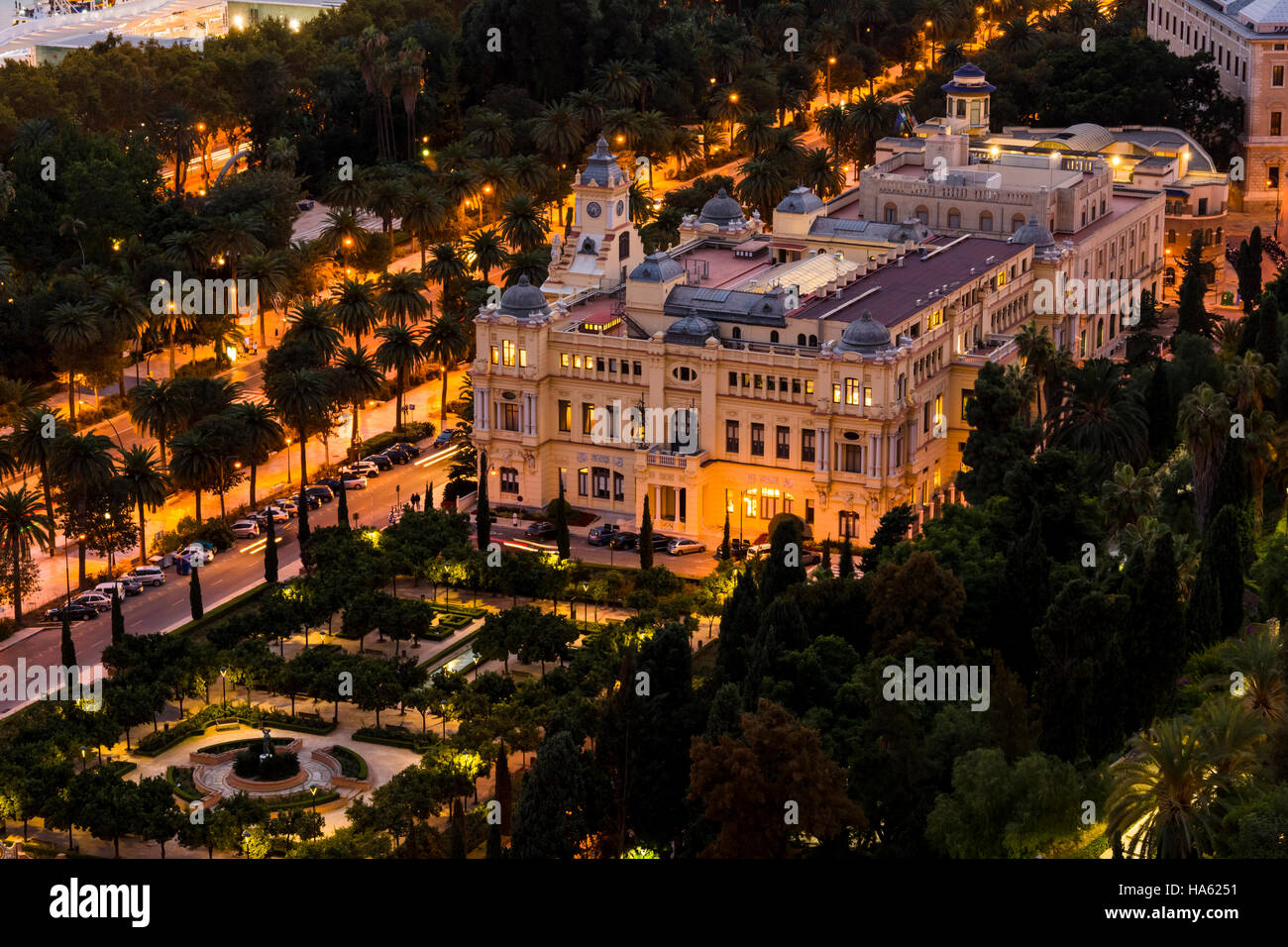 Malaga-Rathaus, Übersicht Stockfoto