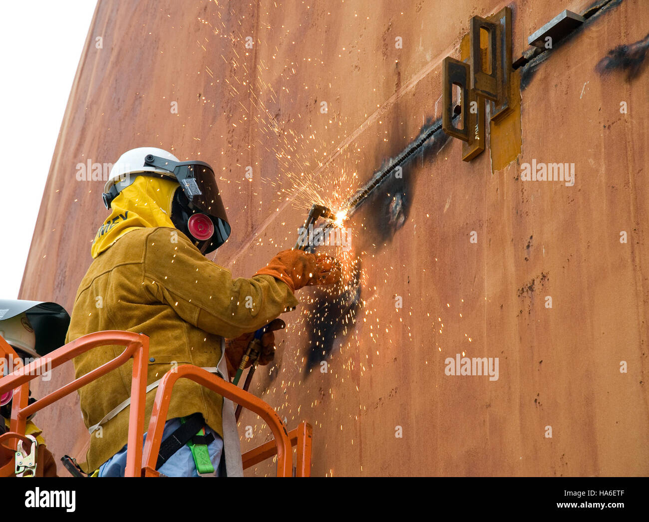 Eine Szene des Stilllegungsprozesses in der Hanford Waste Treatment and Immobilization Plant (HWCTR), die vom US-Energieministerium verwaltet wird. Die Stilllegung der Anlage ist Teil der Bemühungen, die Entsorgung nuklearer Abfälle und die Umweltsanierung sicher zu behandeln. Stockfoto