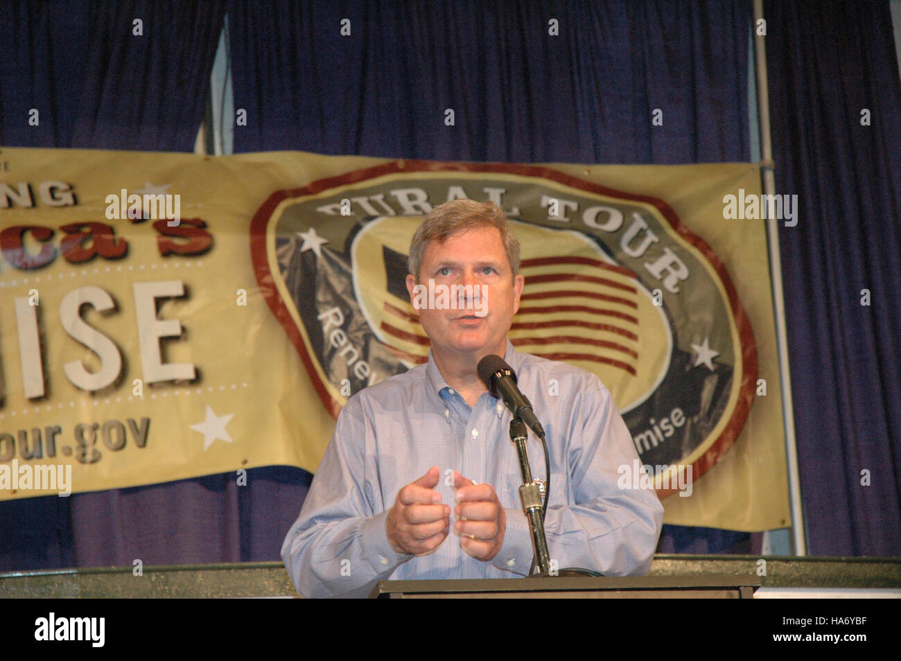 Minister Vilsack besucht die Iowa State Fair und konzentriert sich auf die Agrarpolitik und ihre Auswirkungen auf die Lebensmittelsysteme, Nachhaltigkeit und öffentliche Gesundheit. Stockfoto