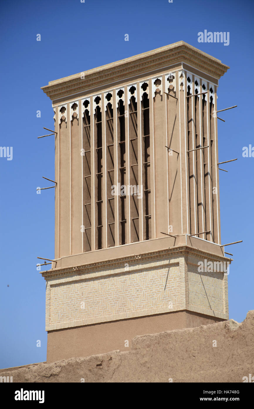 Badgir - Windturm verwendet wie eine natürliche Klimaanlage, Yazd, Iran. Stockfoto