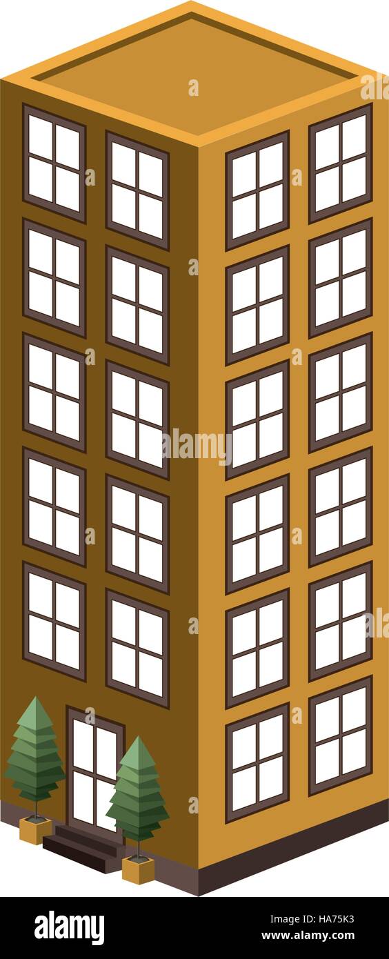 Silhouette bunt mit Bürogebäude Vektor-illustration Stock Vektor
