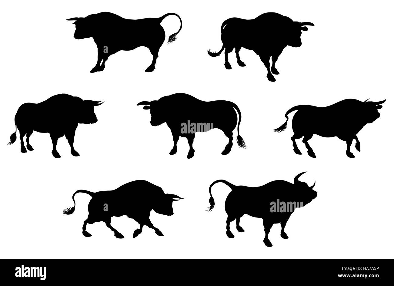 Bull Rinder tierischen Silhouetten Stockfoto