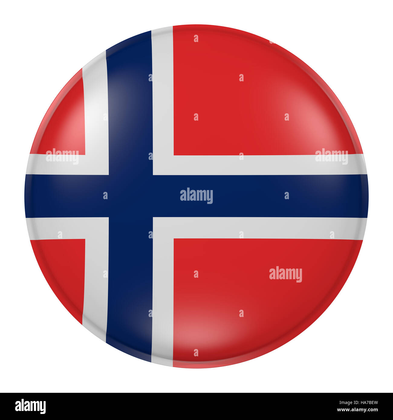 3D-Rendering Norwegen Flagge auf Knopfdruck Stockfoto