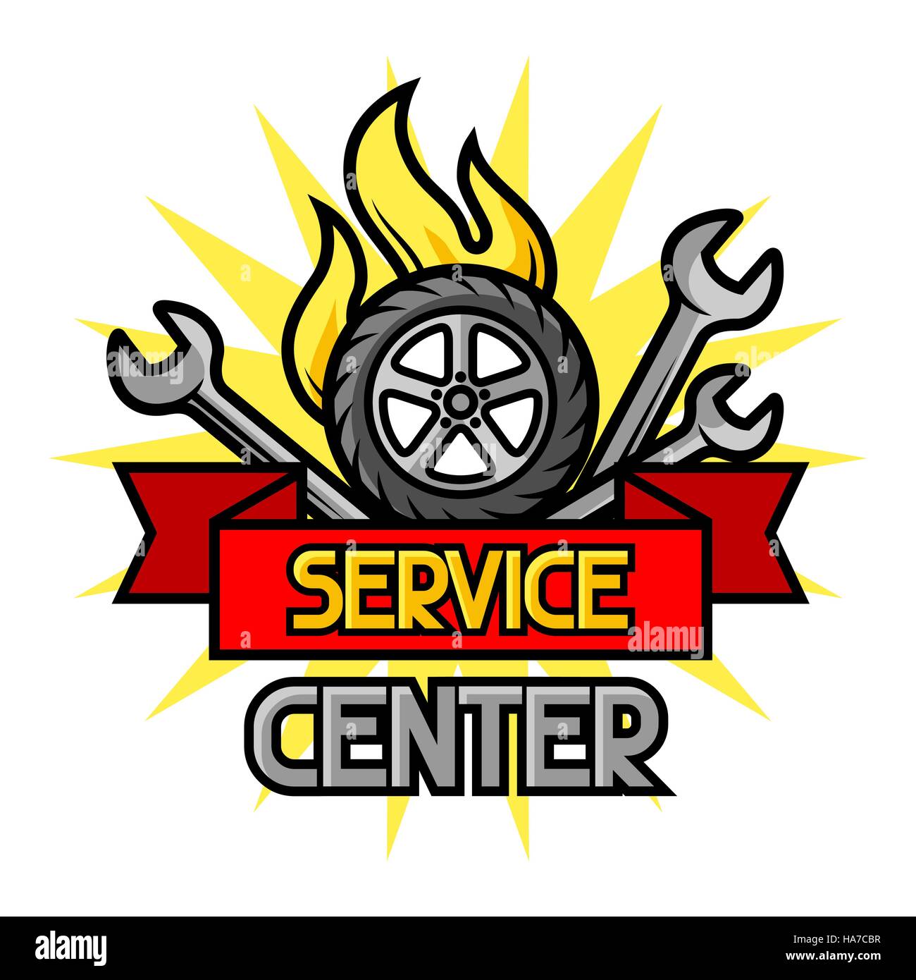 Auto-Reparatur-Konzept mit Service-Objekte und Gegenstände Stock Vektor