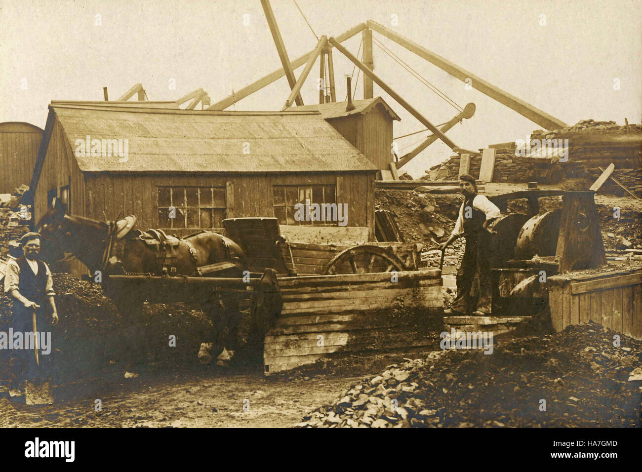 Historisches Archiv Bild des Victorian industrial-Szene mit Pferd 1900 Stockfoto