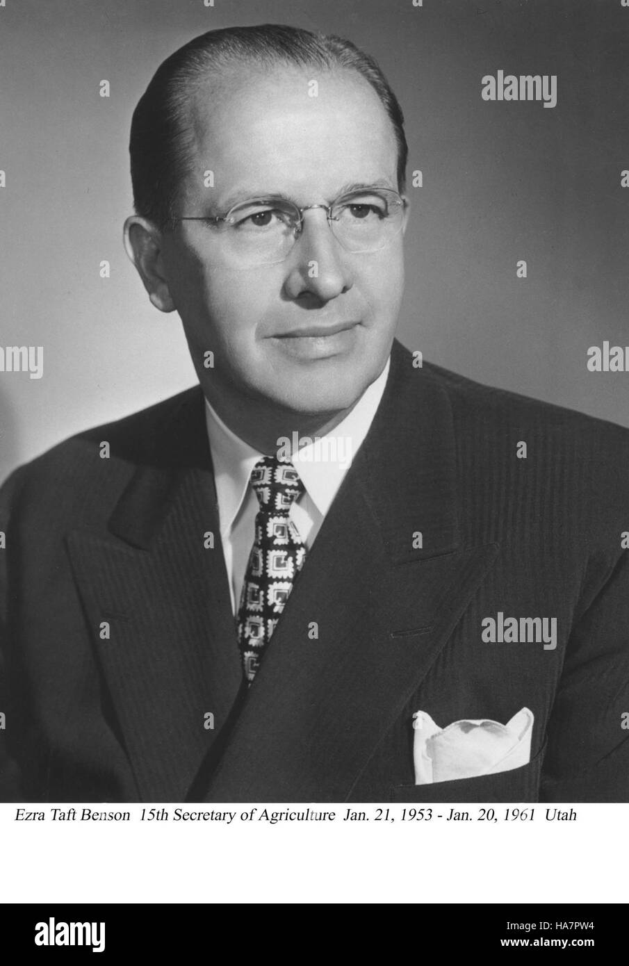 Usdagov 6302727317 Ezra Taft Benson, 15. Sekretär für Landwirtschaft, Januar 1953 - Januar 1961. Stockfoto