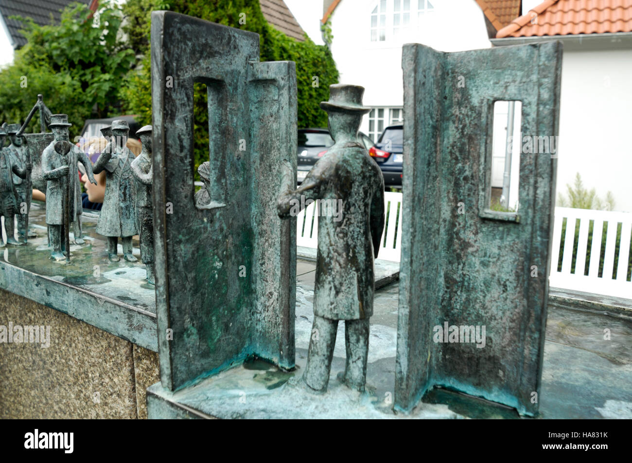 Der Brunnen "Warnminner Ümgang", Warnemünde Stockfoto