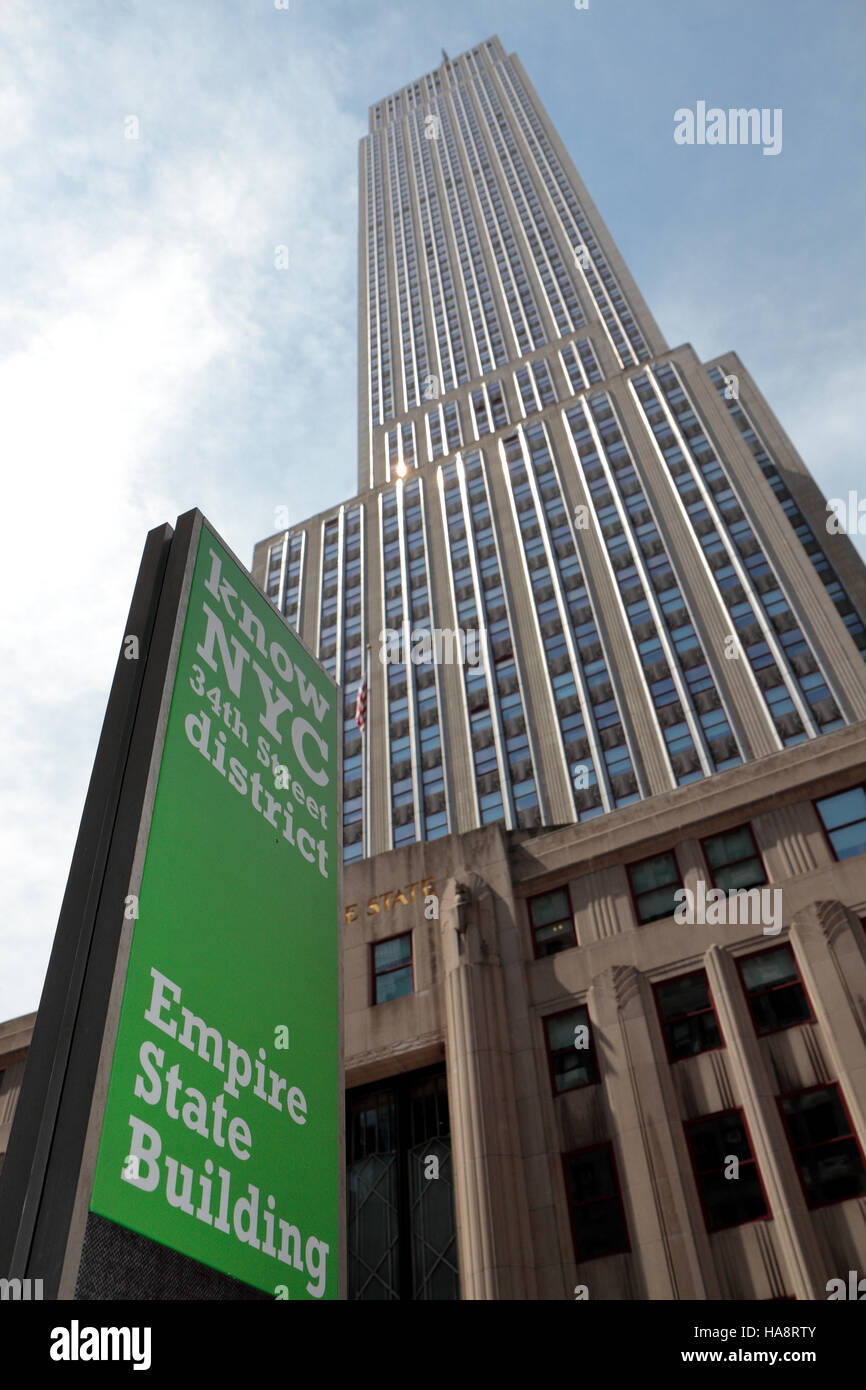 Nach oben auf dem Empire State Building auf 5th Avenue, Manhattan, New York, Vereinigte Staaten. Stockfoto