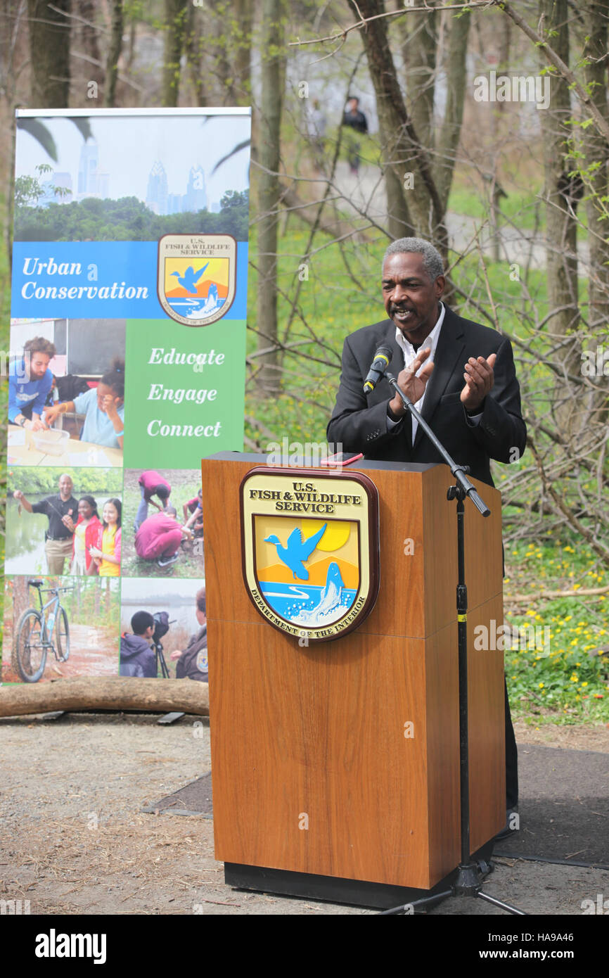 Terry Williams, von der Eastwick Friends and Neighbors Coalition, spielt eine zentrale Rolle in der lokalen Umweltpolitik und konzentriert sich auf den Schutz und das Engagement der Bevölkerung in den Nationalparks. Stockfoto