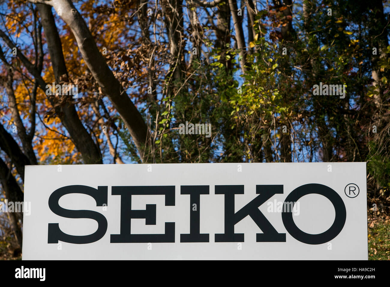 Ein Logo Zeichen außerhalb einer Einrichtung der Seiko Corporation of America in Mahwah, New Jersey auf 5. November 2016 besetzt. Stockfoto