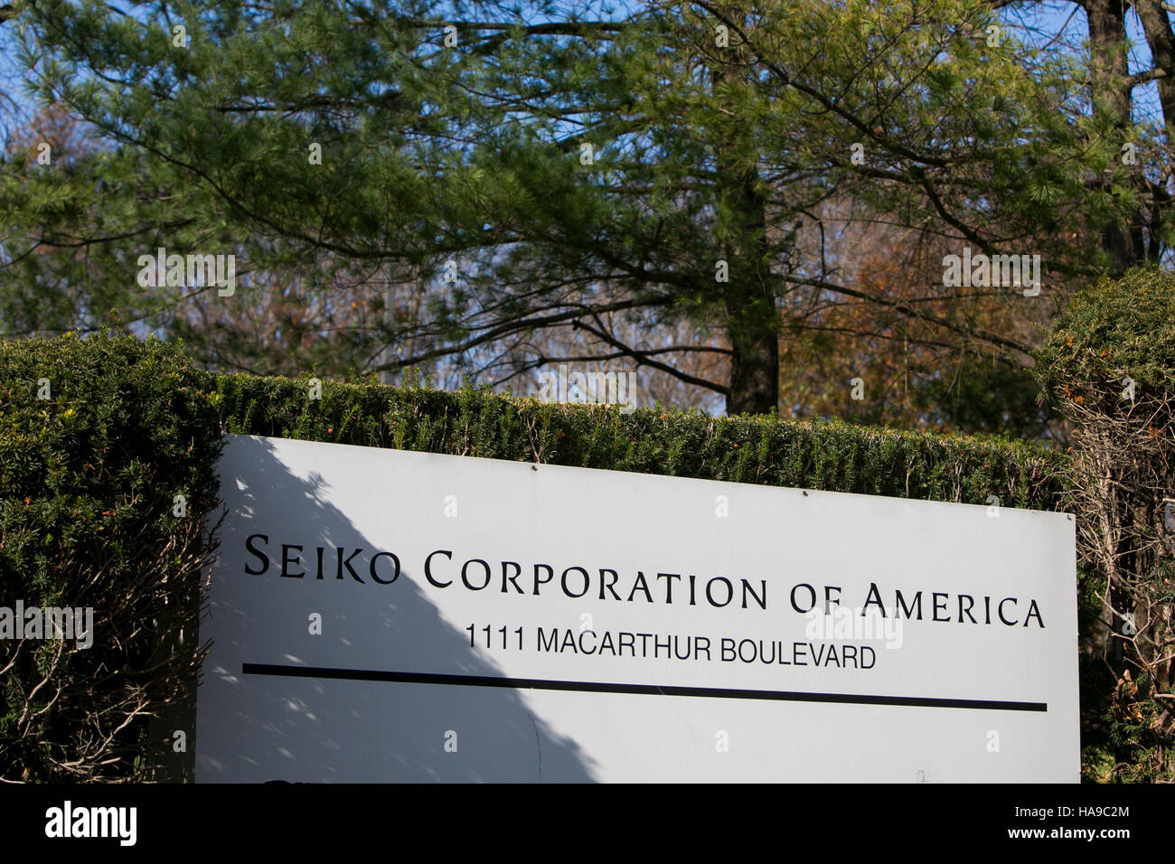 Ein Logo Zeichen außerhalb einer Einrichtung der Seiko Corporation of America in Mahwah, New Jersey auf 5. November 2016 besetzt. Stockfoto