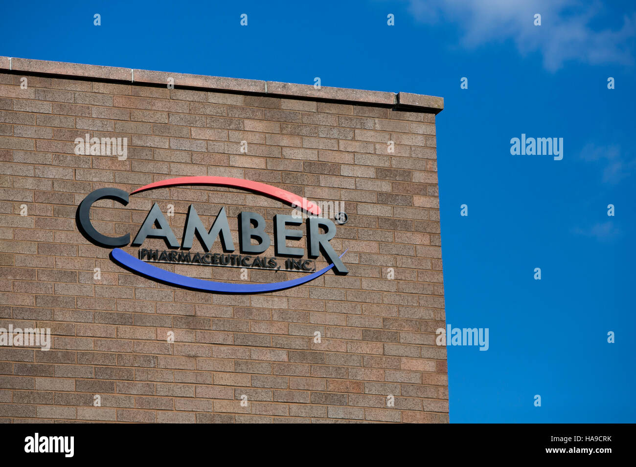 Ein Logo Zeichen außerhalb einer Einrichtung von Camber Pharmaceuticals in Piscataway Township, New Jersey auf 6. November 2016 besetzt. Stockfoto