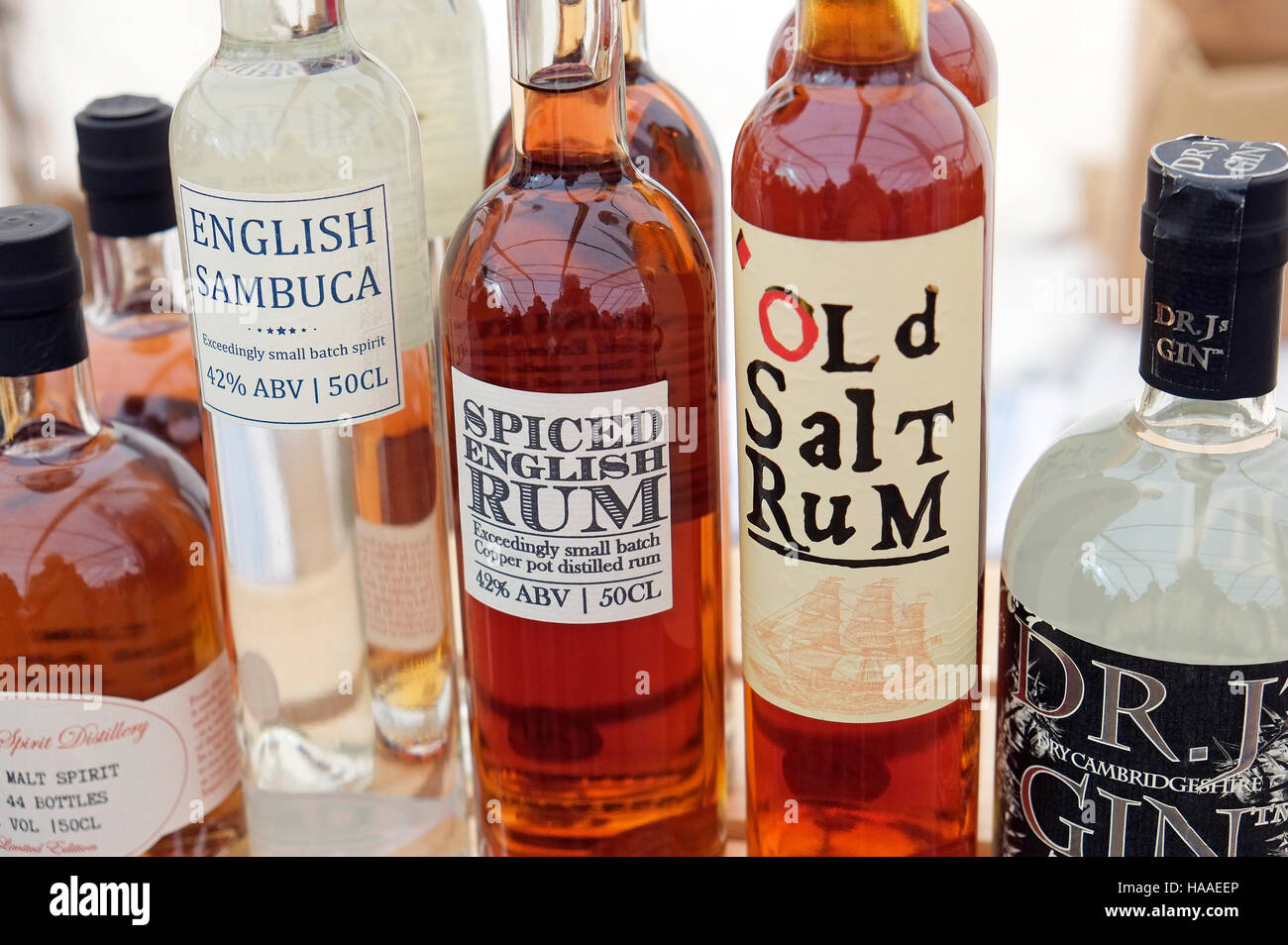 Auswahl an englischen British gemacht alkoholische Getränke Stockfoto