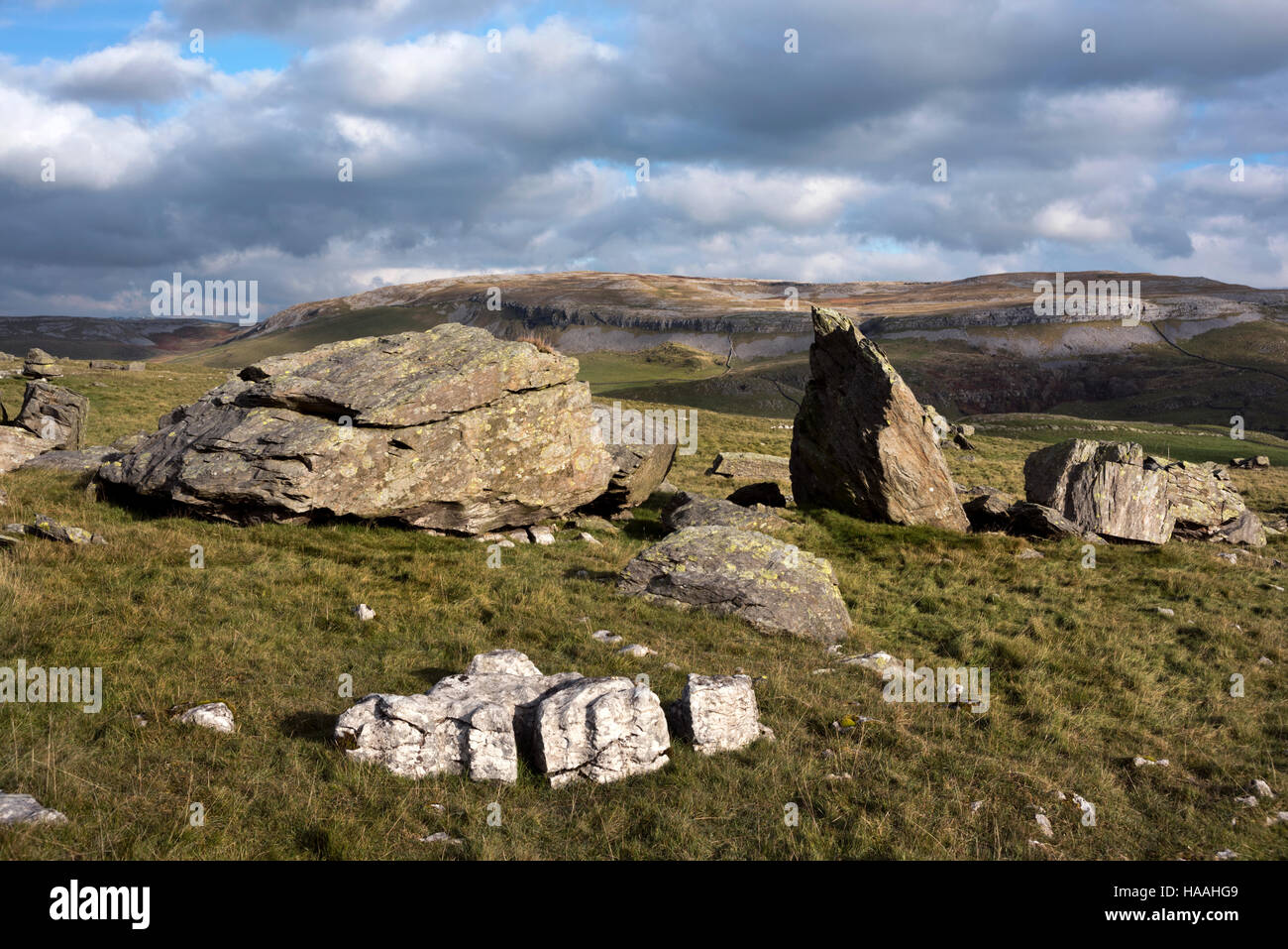 Bei Steinen, eiszeitliche Findlinge, in der Nähe von Austwick, North Yorkshire, UK Stockfoto
