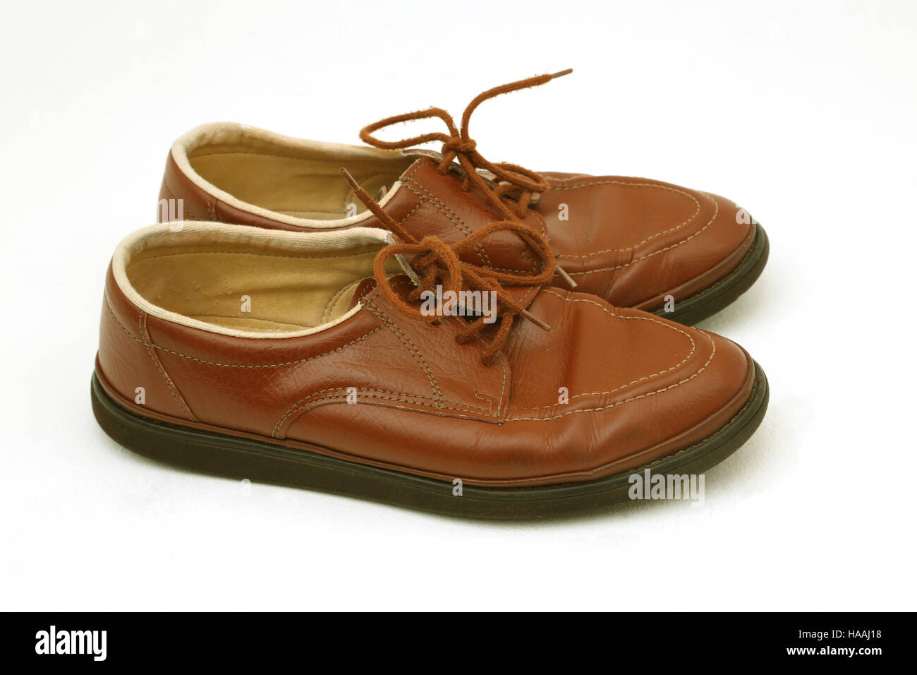 Ein paar von hellem Braun Leder Lawn Bowls Schuhe Stockfoto