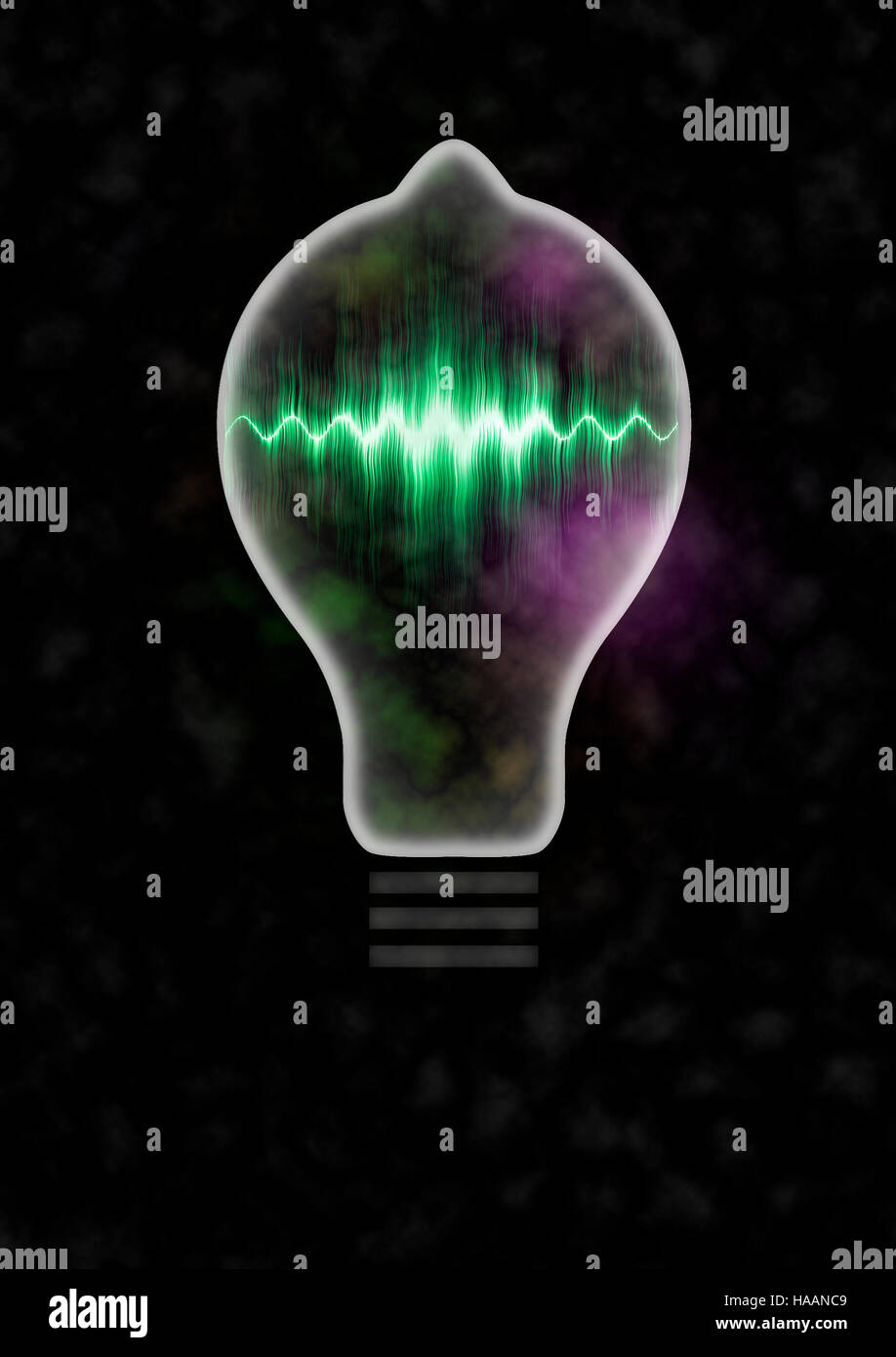 Leichte Lampe 3d Illustration mit Neon Schallwelle Stockfoto