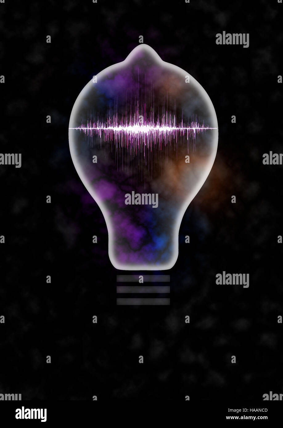 Leichte Lampe 3d Illustration mit Neon Schallwelle Stockfoto