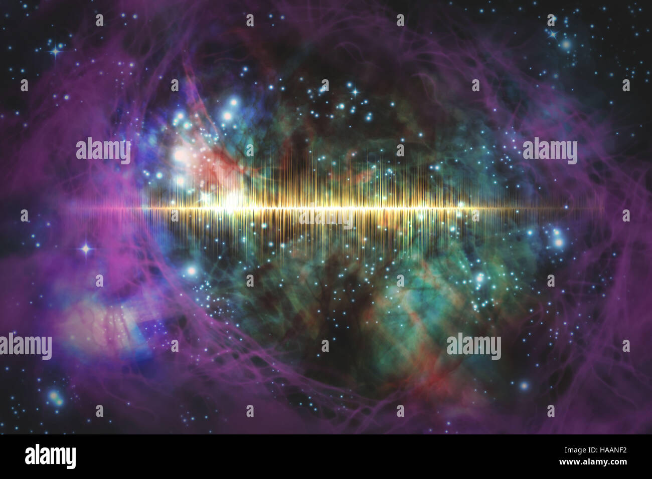 Riesigen Universum Starscape 3D-Illustration mit bunten soundwave Stockfoto