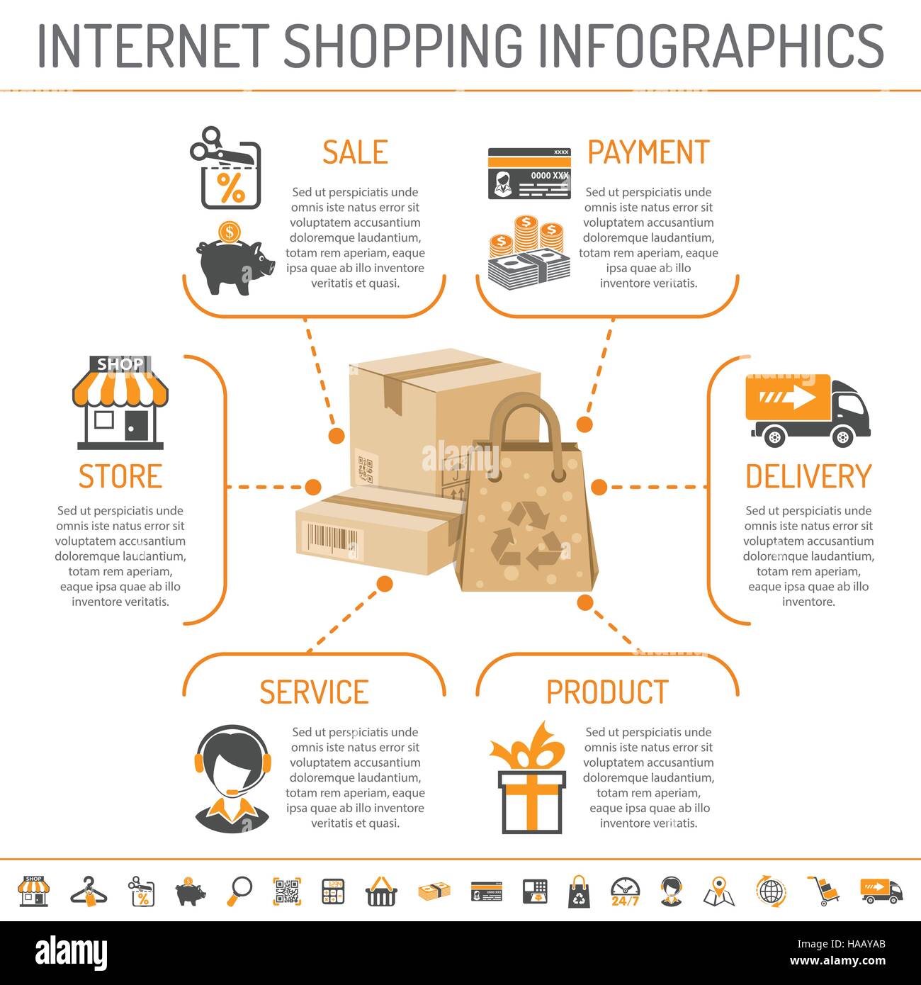 Internet-Shopping Infografiken Stock Vektor