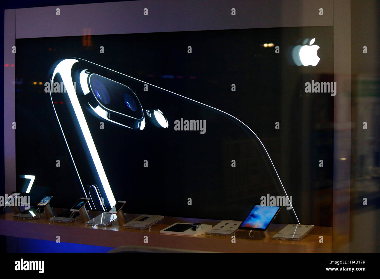 Das Logo der Marke "Apple IPhone 7", Berlin. Stockfoto