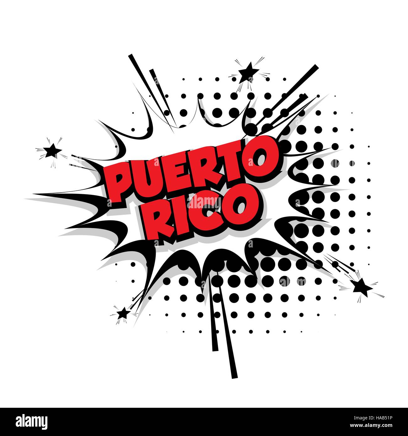 Comic-Text Puerto Rico Soundeffekte Pop-Art Stock Vektor