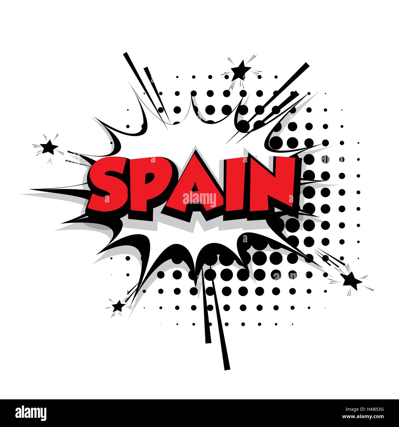 Comic-Text Spanien Soundeffekte Pop-Art Stock Vektor