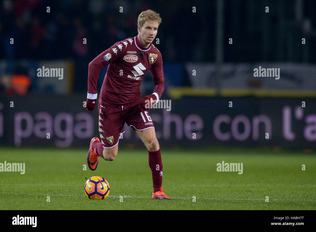 Turin, Italien. 29. November 2016: Samuel Gustafson Torino FC in Aktion während der TIM Cup Fußballspiel zwischen FC Turin und AC Pisa. Bildnachweis: Nicolò Campo/Alamy Live-Nachrichten Stockfoto