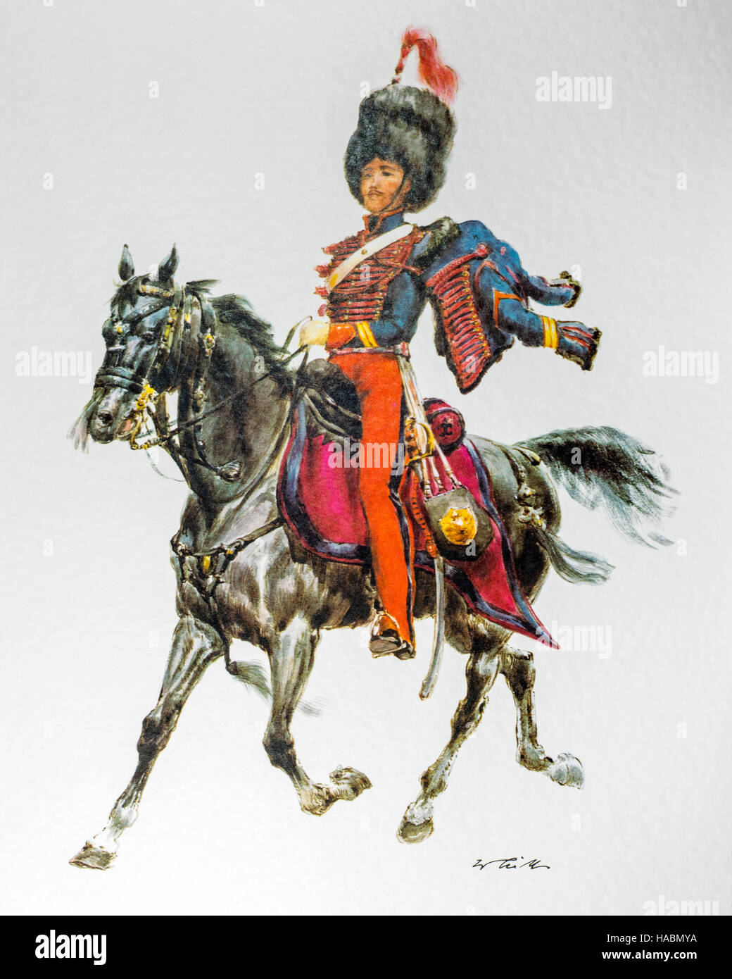 Neapolitanische Offizier auf dem Pferderücken in Uniform der 1851 Führer des Generalstabs Neapel, Italien Stockfoto