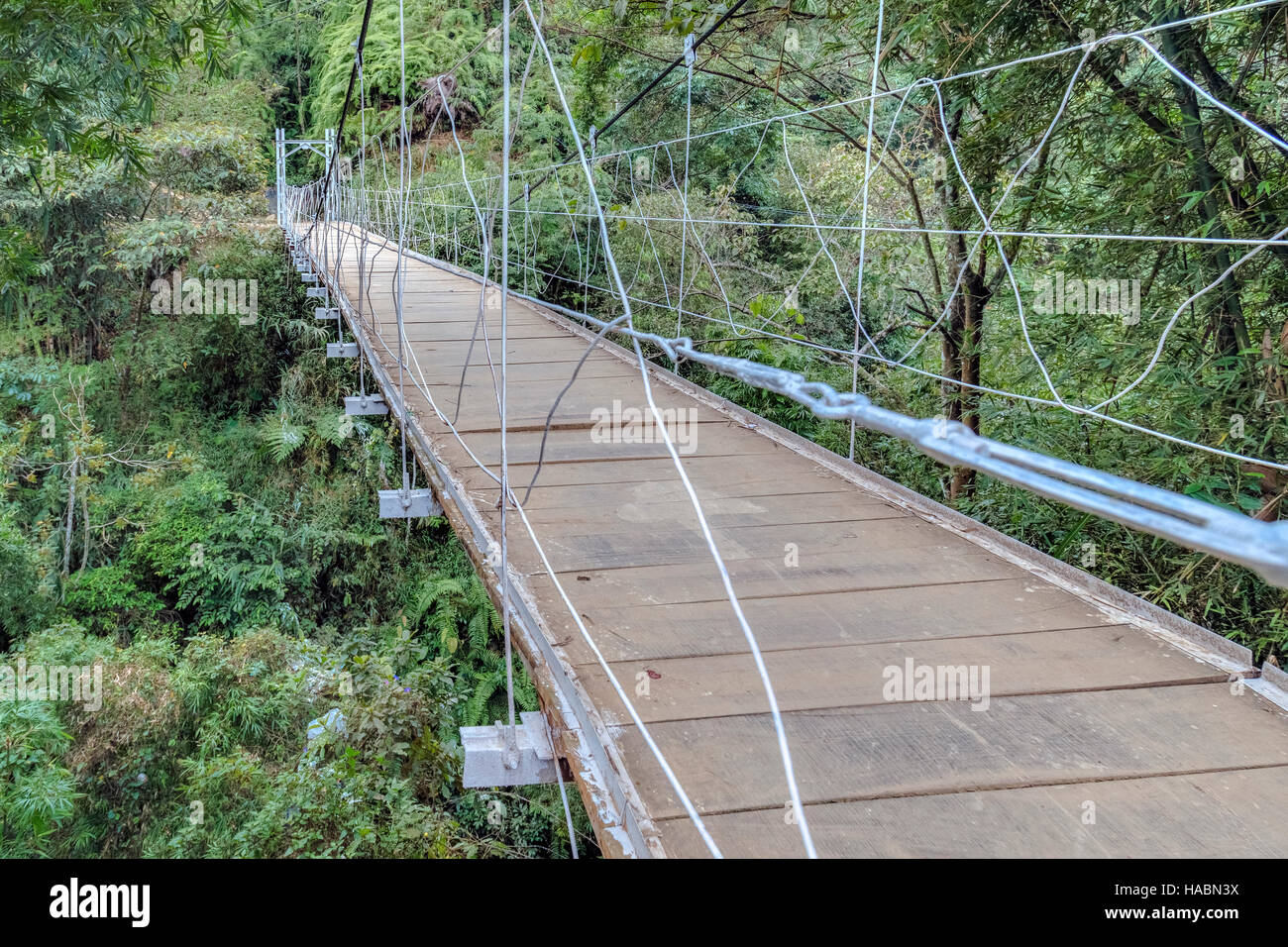 Hängebrücke, Cat Cat Dorf Lao Chai, Sapa, Vietnam, Asien Stockfoto
