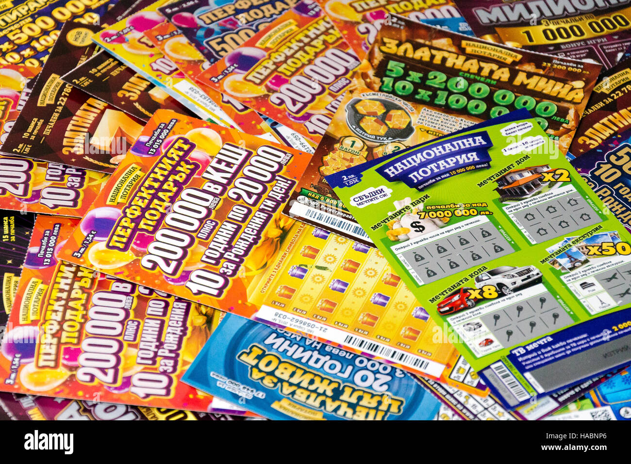 Bulgarische nationale Lotterie-tickets Stockfoto