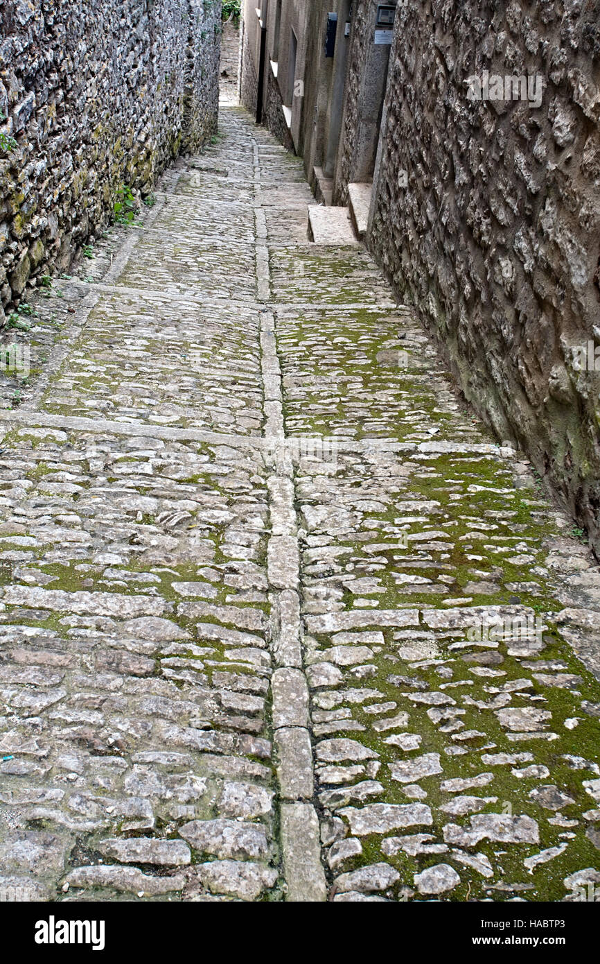 mittelalterliche Stein Straße von Erice Stadt, Sizilien, Italien Stockfoto