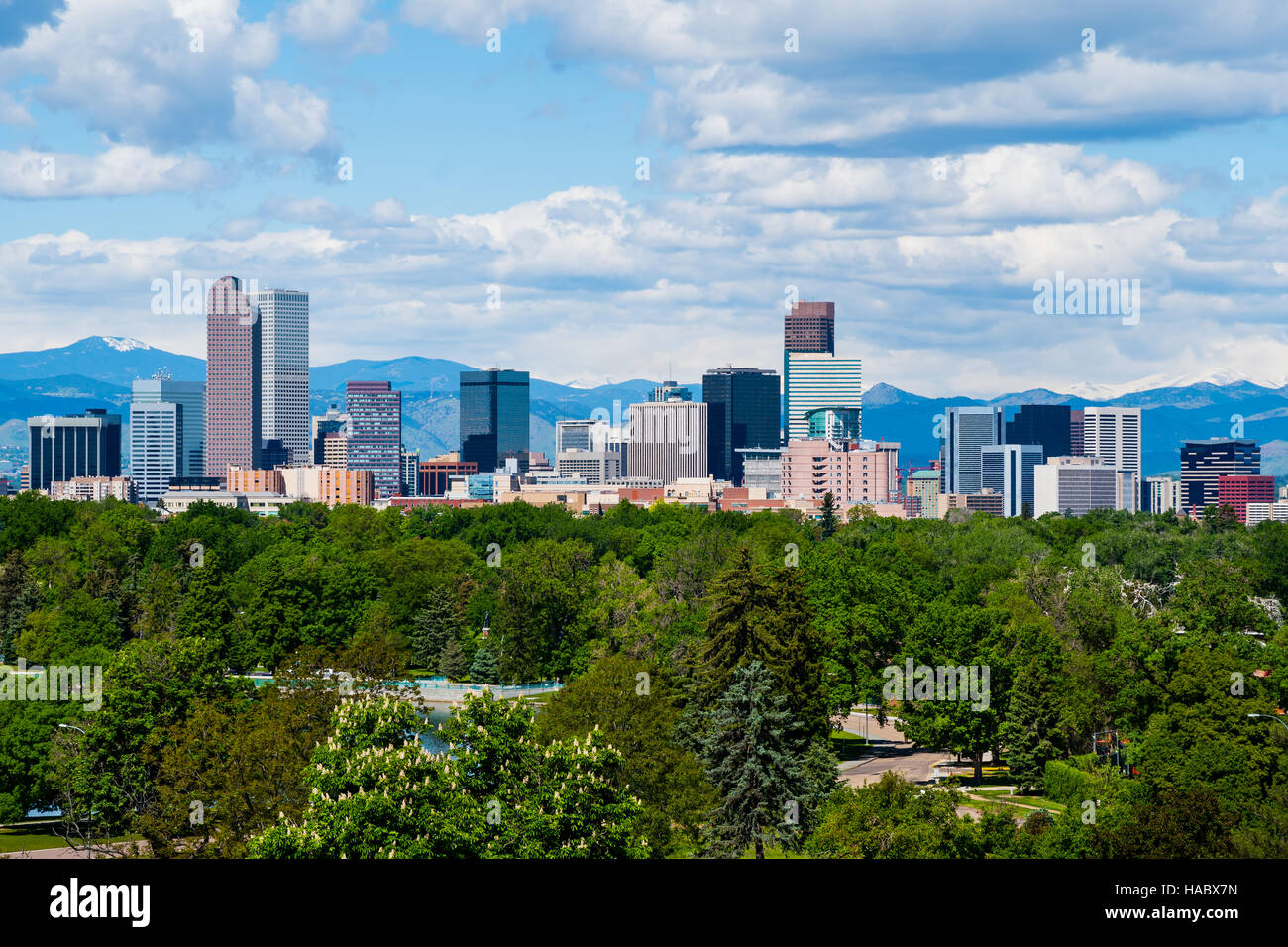 Wolkenkratzer in der Innenstadt von Denver, Colorado Stockfoto