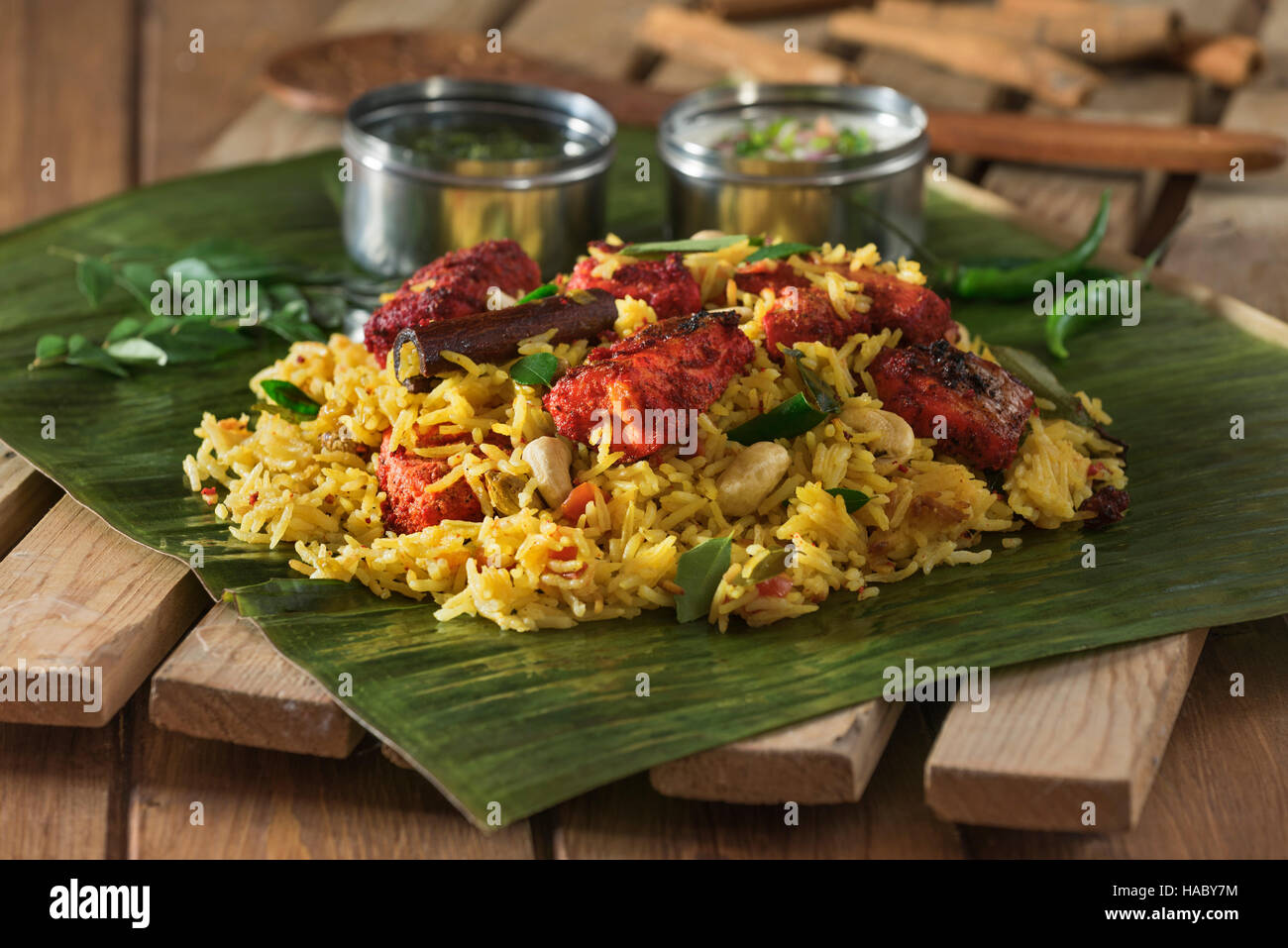 Malabar Fisch Biriyani. Kerala und Südindien Essen Stockfoto