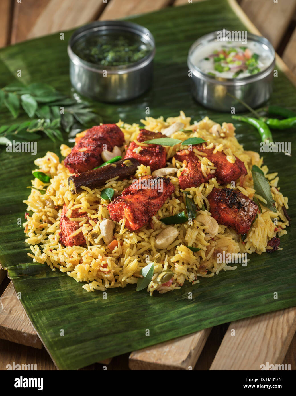 Malabar Fisch Biryani. Kerala und Südindien Essen Stockfoto