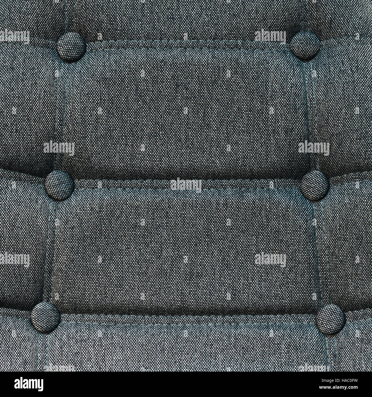 Geknöpfte Rückenlehne unterstützen Detail, graue Faser Materialtextur Stockfoto