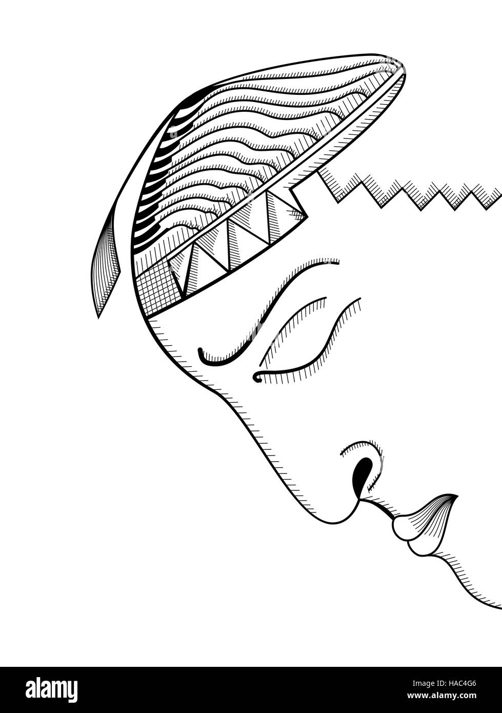 Hand-Zeichnung-Gesicht. Abstrakt surreal Vektor Vorlage können Plakate Karten, Aufkleber, Illustrationen, Kunst-t-Shirt, als dekoratives Element. Stock Vektor