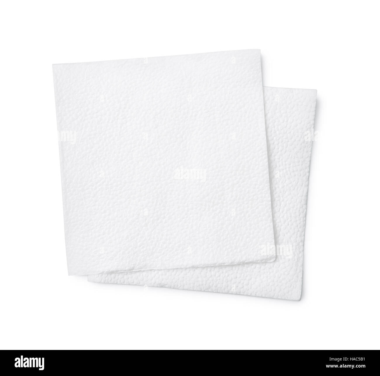 Draufsicht der zwei Papierserviette isoliert auf weiss Stockfoto