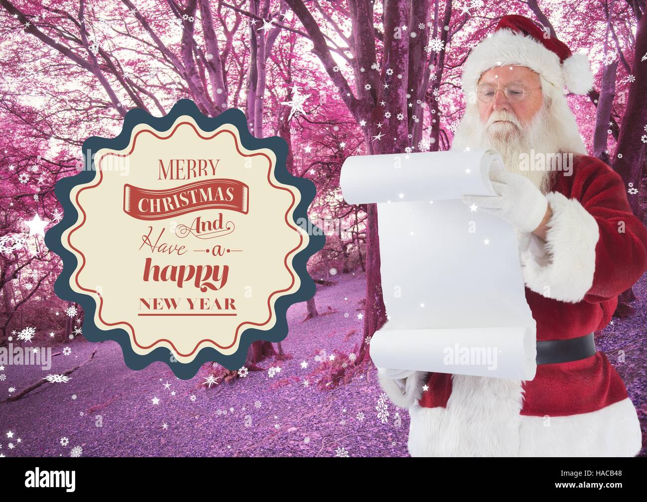 Santa Claus Lesung Wunschliste Stockfoto