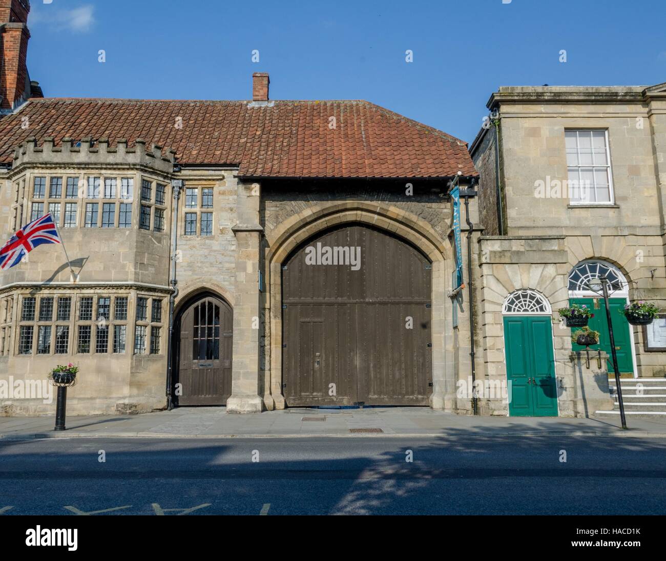 Der Eingang zur Abtei von Glastonbury in Glastonbury, England Stockfoto