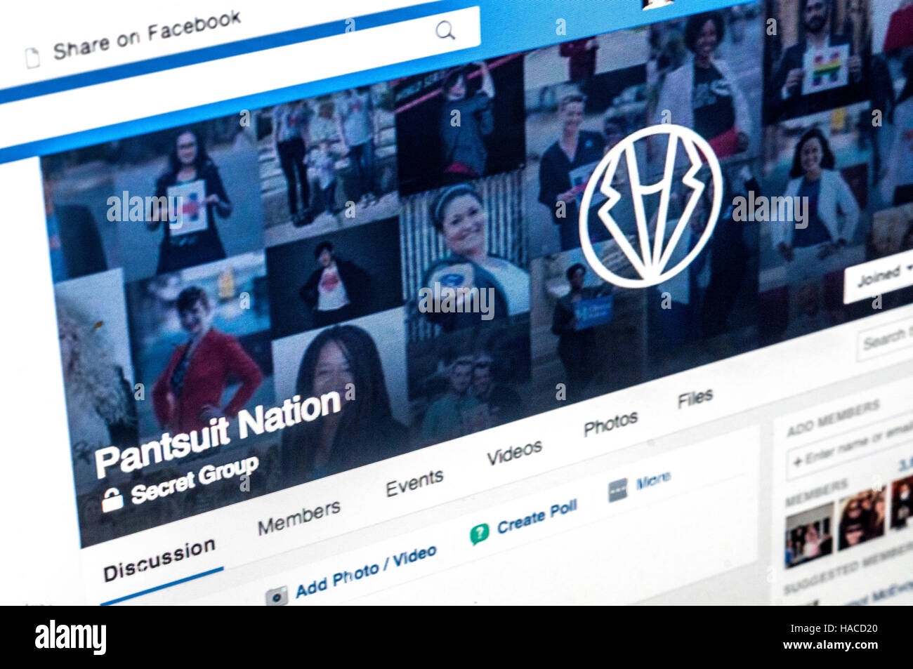 November 2016 - Hosenanzug Nation, eine geheime und private FaceBook-Gruppe von mehr als 3,8 Millionen Hillary Clinton Unterstützer. © Stacy Walsh Rosenstock Stockfoto