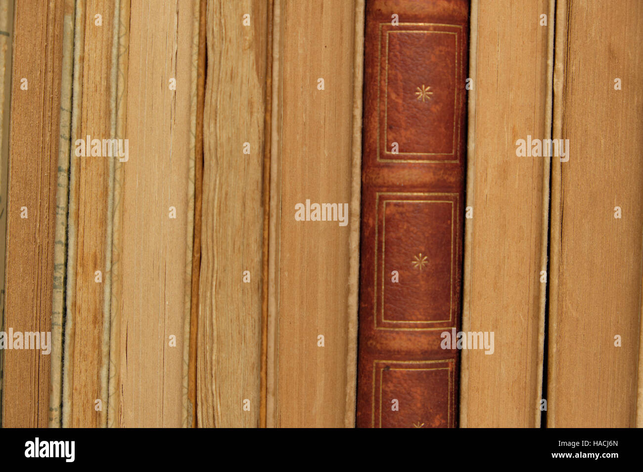 Stapel Bücher der alten Closeup - Oldtimer Bücher Stockfoto