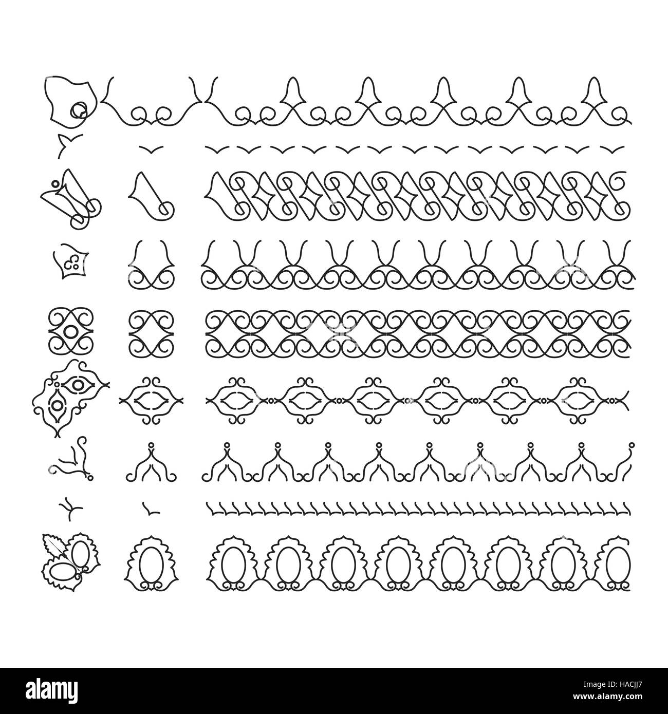 Vektorlinien, trennt Grenze Satz Stock Vektor