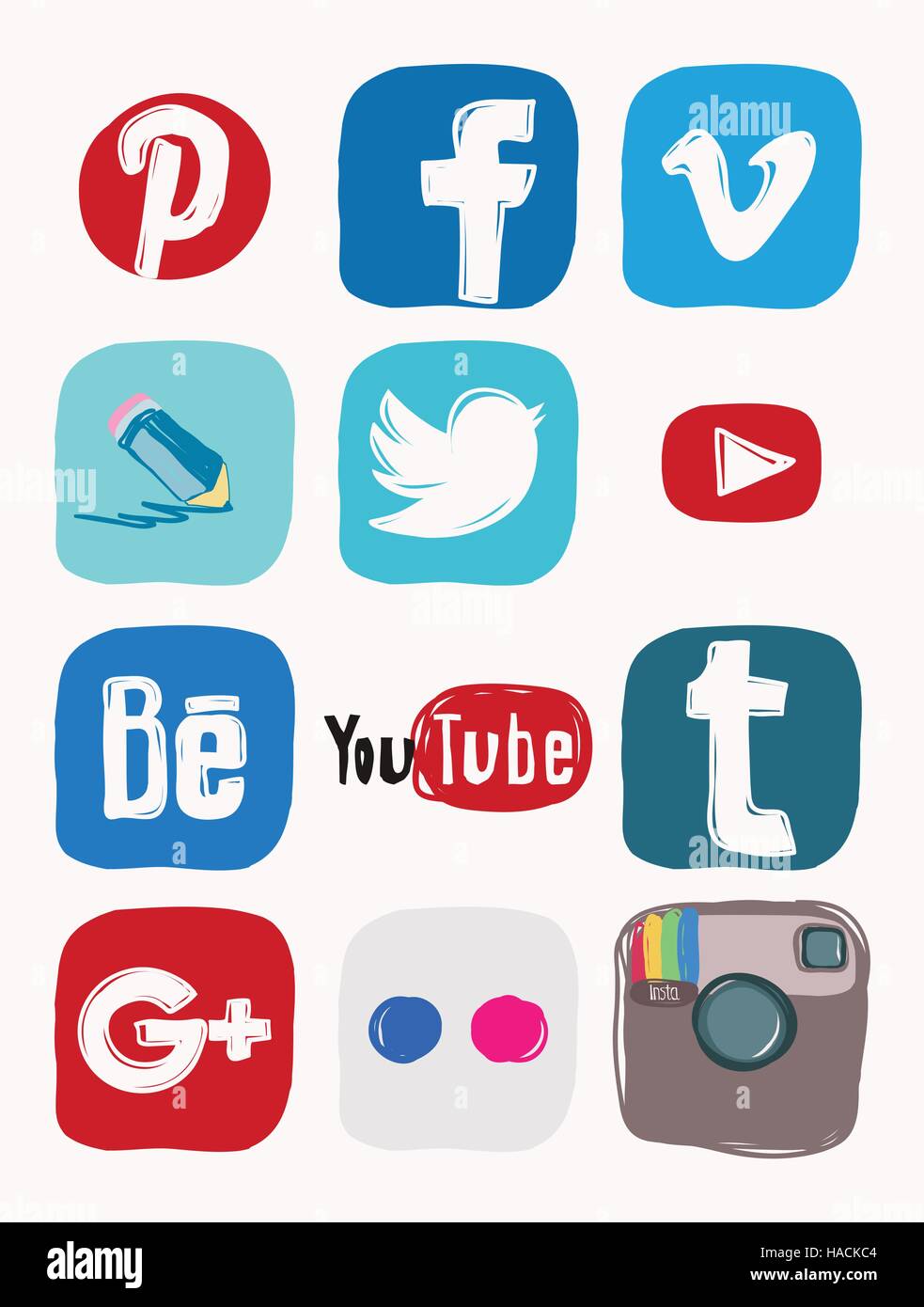 Sammlung von beliebten social-Media-logos Stock Vektor