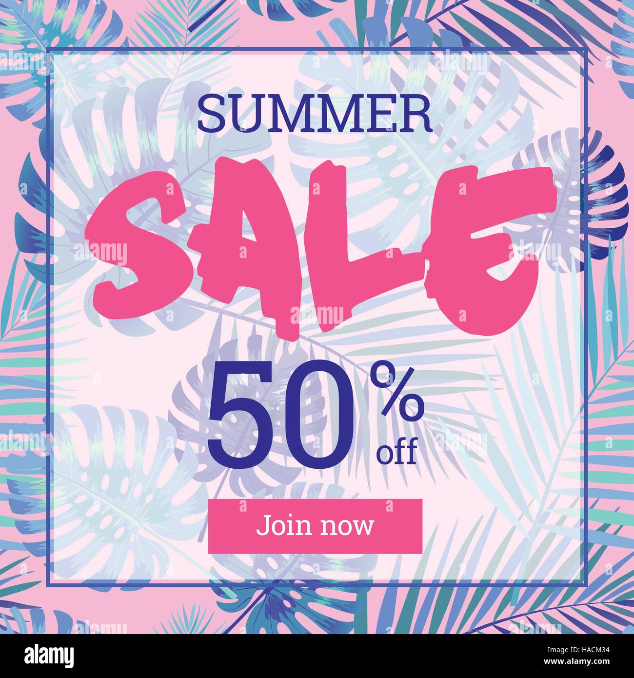 Summer-Sale bis Tu 50 Prozent Rabatt. Web-Banner oder Poster mit wat Stock Vektor