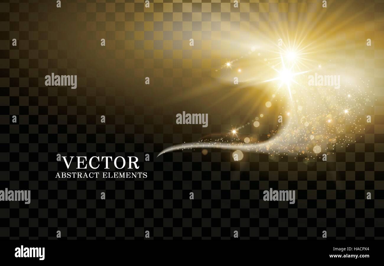 aufsteigende goldene Lightwave Element, transparenten Hintergrund, 3d illustration Stock Vektor