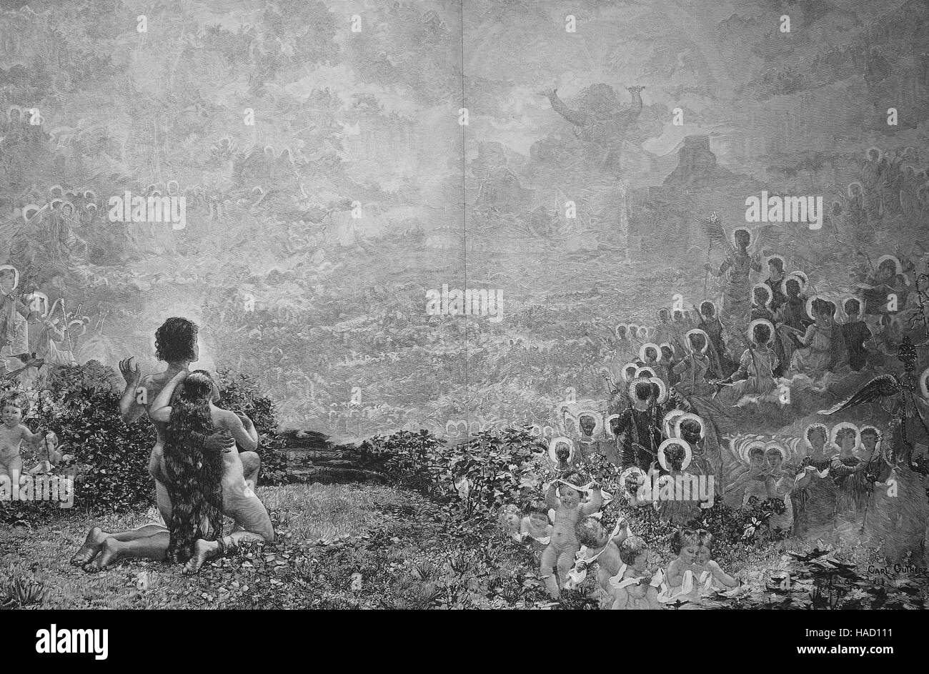 Am sechsten Tag der Schöpfungsgeschichte der Welt, von C. Gutherz Abbildung in 1880 veröffentlicht Stockfoto