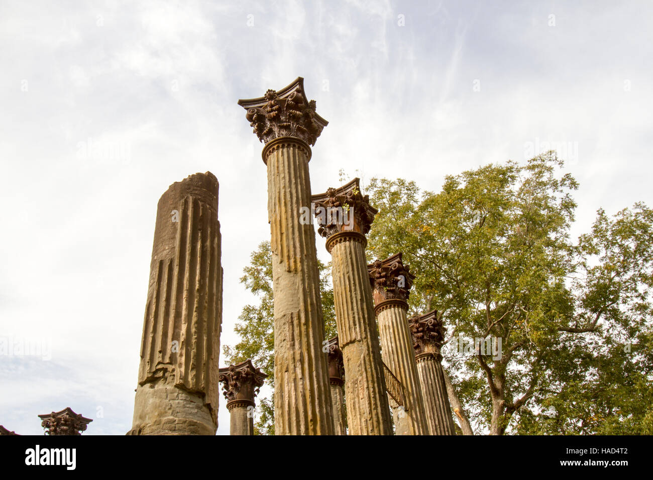 Details der Architektur in den nationalen historischen Ort Windsor-Ruinen in Mississippi. Stockfoto