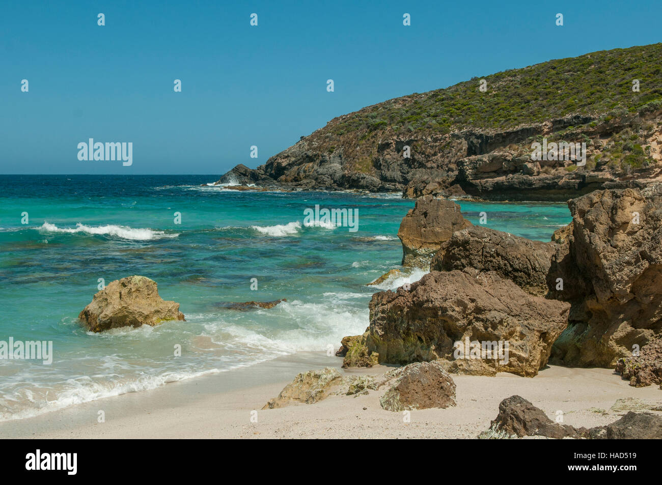 Felsen am Strand von West Bay, Kangaroo Island, South Australia, Australien Stockfoto